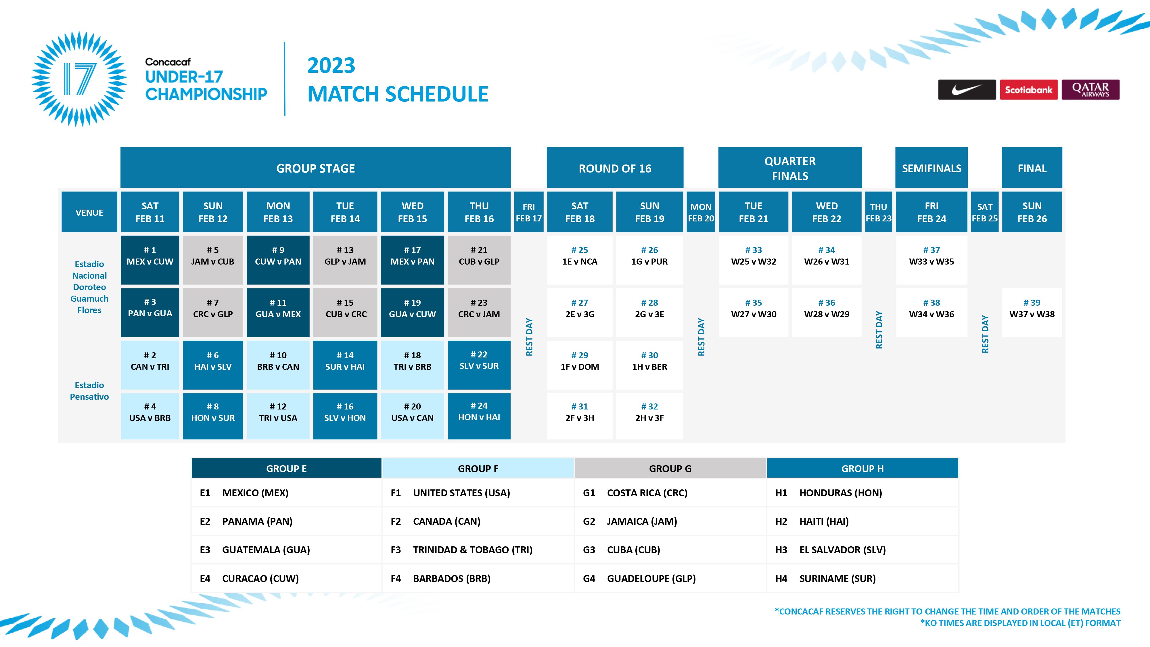2023 U17 Championship Schedule